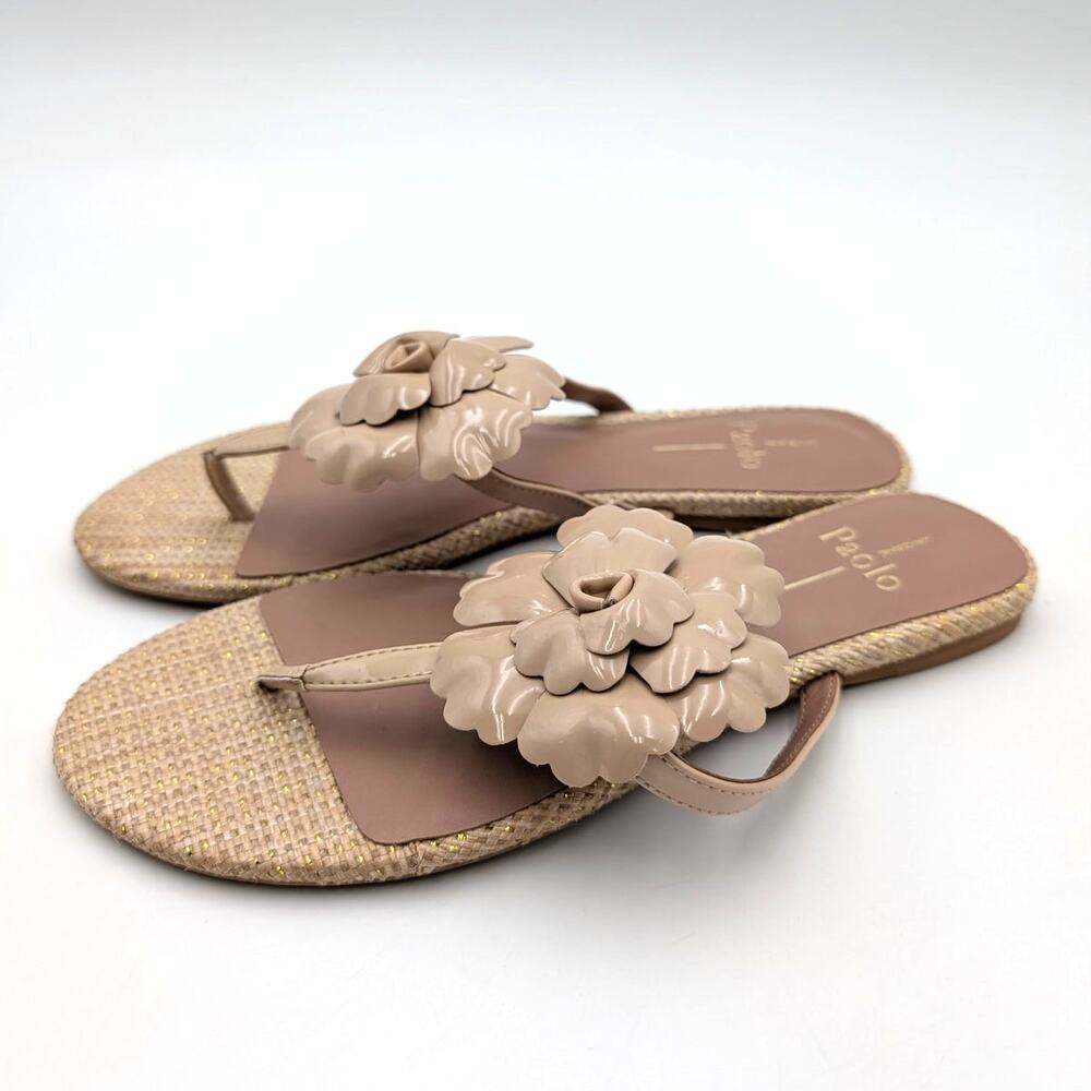 Linea Paolo Laurel Flower Sandals Open Toe Women's Tan Size US7M EU37.5